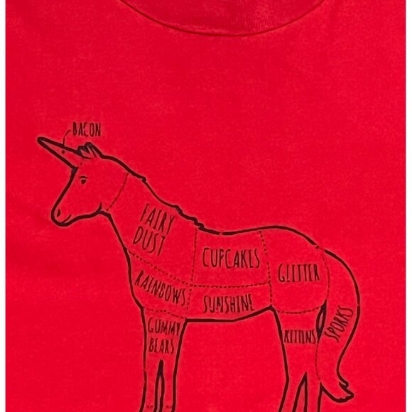 Vintage Graphic T-Shirt | 90's Red T-Shirt with Unicorn Humor | Single Stitch - Picture 4 of 6